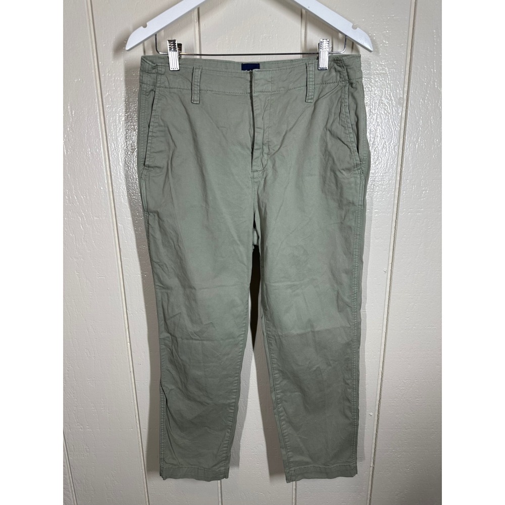 Gap Pants Women 10 Green Chino Tapered High Rise Cotton Blend Casual 7730